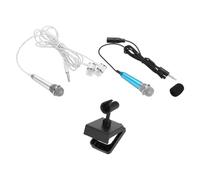 MECCANIXITY 2 mini microfono piccolo microfono portatile con auricolare Mic Stand Cover per cantare registrazione vocale video per telefono argento, blu