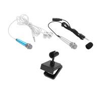 MECCANIXITY 2 mini microfono piccolo microfono portatile con auricolare Mic Stand Cover per cantare registrazione vocale video per telefono blu, argento