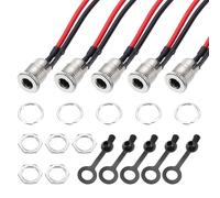 MECCANIXITY 5pcs DC-099 DC Power Jack Cable Socket, 30V 12A 5.5x2.1mm 2Pin Connettore di Montaggio a Pannello Presa con Dado Rondella Cappuccio Impermeabile Fili Pre-saldati per dispositivi