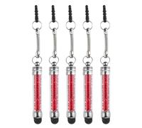 MECCANIXITY 5pcs penna stilo per touch screen mini cristallo diamante penne capacitivo per universale tutti i dispositivi touchscreen, rosso