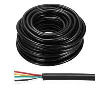 MECCANIXITY Cavo elettrico da 16 AWG, 5 conduttori, 15,2 m, UL2464, cavo di segnale di prolunga flessibile, nero, per strisce LED, lampade, alimentazione elettrica