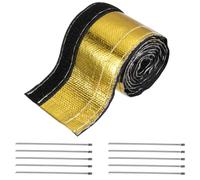 MECCANIXITY Manicotto per guaina termica, in oro alluminizzato, diametro interno 12 mm, diametro interno 100 cm, per tubo flessibile, protezione dal calore con gancio e anello, 10 fascette in acciaio