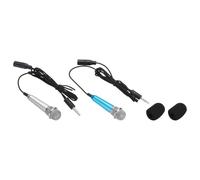 MECCANIXITY Mini microfono portatile per registrazione vocale e canto con copertura, 2 pezzi, argento e blu