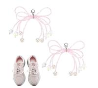 MECCANIXITY Perla Bow Shoe Charm per scarpe da ginnastica Bowknot scarpe decorazione fibbia perla perline, 6.5x4mm/2.6x1.6 inch, Nessuna pietra preziosa