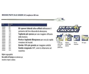 Mecchia piatta foratura legno Lunghezza 400mm BLUE GROOVE 4X Irwin