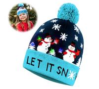 Mecctuck Cappello di Natale per bambini, con luce a LED, cappello di Babbo Natale, cappello con LED, cappello di Babbo Natale, cappello a LED per bambini, cappello di Natale, taglia unica per adulti e
