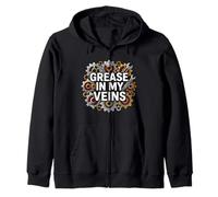 Mechanic Gearhead Engine Grease in My Veins Felpa con Cappuccio