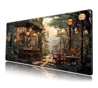 Nostalgic Peaceful Coffee Shop Desk Mat Retro Art Grande Gaming Mouse Pad Anime Mousepad Esteso XL Piante Verdi Estetica Scrivania Pad Tastiera Del Computer Portatile Mouse Mat 80 x 30 cm Carino Desk
