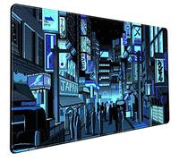 Mechanical Cattle Tappetino per mouse grande, motivo arcade giapponese, blu, per tastiera e scrivania, decorazione per ufficio e PC portatile (80 x 40 cm) con base cucita a zigzag, XXL