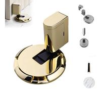 Mechanical Floor Door Stopper,Magnetic Door Stop, Invisible Mechanical Door Stop Silent Door Stop, for Up to 3/4 Inch High Door Gaps, Adjustable Height Door Holder,No Nails or Screws (Gold)