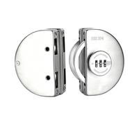 Mechanical Glass Door Lock - Stainless Steel Keyless Combination Security Lock For Double Frameless Tempered Doors No Drill Installation Brushed Black Finish - Home Shop Access Control