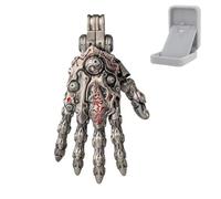 Mechanical Hand Pendant for Necklace,Steampunk Mechanical Hands Pendant Chain,Movable Finger Joints Hand Jewelry for Men Women (Silver)