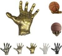 Mechanical Hand Wall Mounted Basketball Holder,Hand-Shaped Ball Storage Rack,Cool Basketball and Soccer Wall Decor Display Rack Display Racks,Punk Style Garage Ball Storage Organizer (Golden-B)