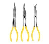 Mechanical Pliers Set | 3 Pcs Carbon Steel Long Nose Pliers with 45° / 90° / Straight Tips | 11 Inch Specialized Bending Tool for Electronics/Jewelry/DIY
