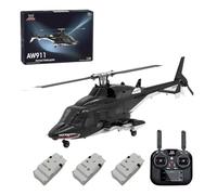 MechEdu AW-911 1:34 RC elicottero, modello elicottero RTF a 9 canali senza Flybar con modalità stunt 6G/3D e localizzazione GPS, commutabile tra modalità 1 e modalità 2 (3 batterie)