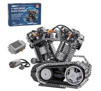 MechEdu Mocsage1653 - Set di mattoni motore OHV V-Twin a doppio cilindro a 8 valvole superiori a quattro tempi, motore ad alta velocità per regali, decorazioni per la casa e oggetti da collezione