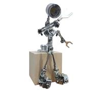 MechEdu Modello di lampada robot in metallo, 3D metallo Steampunk cristallo argento lampada meccanica, decorazione creativa per desktop e regalo giocattolo