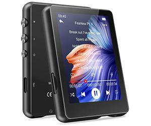 MECHEN 32GB Lettore MP3 con Bluetooth 5.3, 2,4" Schermo Tattile MP3 Lettore USB C Portatile Radio FM Registratore Vocale E-book Altoparlante Incorporato, Custodia in Silicone Inclusa