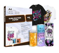 MechKit Carta per Sublimazione A4, 100 g/m², 50 Fogli, Asciugatura Rapida Stampabile Carta Transfer per Spazi Vuoti Magliette Tazze 210 x 297 mm, Compatibile con Stampanti a Sublimazione