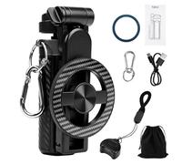 MechKit Treppiede magnetico per selfie, 43 cm, treppiede per telefono con | Bastone per selfie estensibile e treppiede mobile con telecomando Bluetooth, supporto magnetico, moschettone e custodia