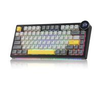 MechLands AJAZZ AK820V2 Tastiera da gioco wireless 75% con schermo TFT da 0,91" e manopola, tastiera meccanica cremosa con batteria da 10000 mAh, hot swap, RGB per Windows/Mac (nero grigio)
