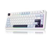 MechLands Aula F75 PRO 75% Tastiera meccanica Custom Creamy, BT5.0/USB-C/2.4GHz Wireless RGB Tastiera Gasket Structure, Bottone, Reper Switches per Win/Mac (Bianco Blu)