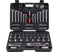 MECHMAX - Set di 161 chiavi a bussola per attrezzi meccanici da 1/2, 3/8 e 1/4", metriche e standard, con cassetta degli attrezzi per casa, uomo, auto, auto, kit di attrezzi manuali e come regalo