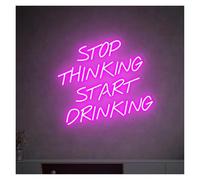 MECHTIX Smetti di pensare, inizia a bere per insegna al per neon LED Light per alimentazione per USB per bar della birra, club, sala giochi, festa, ristorante, decorazione da parete 38 cm × 33(F)