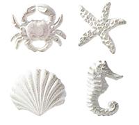 MechWares, pomelli in ghisa per cassetti, in stile marino, a forma di conchiglia, granchio, cavalluccio marino e stella marina, ideali per cassettiere, armadi, porte, sottolavabo, bianco
