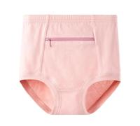MECKOZ Donna a Vita Alta Tasca Frontale con Cerniera Segreta Mutandine a Guaina Slip a Prova di Borseggiatore Intimo da Viaggio in Cotone(Rosa,4XL)