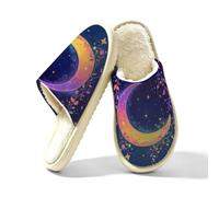 Meclich Home Pantofole da interno da donna Luna con stelle - L | Pantofole da uomo per camera da letto, calde e soffice, antiscivolo, simpatiche, regalo invernale