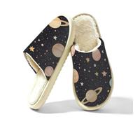 Meclich Home Pantofole da interno per donna, pianeti e stelle, L | Pantofole da uomo per camera da letto, calde e soffice, antiscivolo, simpatiche, regalo invernale