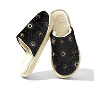 Meclich Home Pantofole per interni da donna, con stelle e cerchi scuri, L | Pantofole da uomo per camera da letto, calde e soffice, antiscivolo, simpatiche, regalo invernale