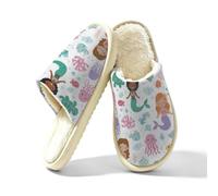 Meclich Pantofole per la casa da donna, graziose sirene a forma di pesce, L | Pantofole da uomo per camera da letto, calde e soffice, antiscivolo, simpatiche, regalo invernale