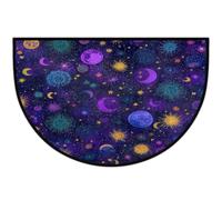 Meclich Tappeto da ingresso a semicerchio per interni, motivo luna, stelle | Zerbino per interni e esterni, 91,4 x 61 cm, con retro antiscivolo, assorbe l'acqua, lavabile, per cucina, bagno