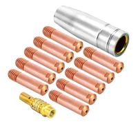 Mecmbj Accessori per Saldature, 1 Ugello, 10 Punta Guidafilo M6 0,8mm, 1 Ugelli Puntali di Contatto Supporti MIG Accessori Set di Materiali di Consumo Adatto per saldatrice a torcia 15AK