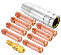 Mecmbj Accessori per Saldature, 1 Ugello, 10 Punta Guidafilo M6 1,0mm, 1 Ugelli Puntali di Contatto Supporti MIG Accessori Set di Materiali di Consumo Adatto per saldatrice a torcia 15AK