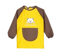 Mecmbj Grembiule Pittura Bambini, Grembiule Cucina Bambino per 6-12 Anni, Grembiulino Impermeabile Maniche Lunghe con Tasche, per Pittura, Cucinare, Scuola, Casa, Bambini(Orso)(68x55cm)