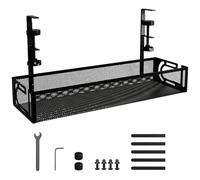 Mecmbj Porta Cavi Scrivania, Cable Management Sotto La Scrivania, Senza Trapano, Vassoio per La Gestione dei Cavi In Rete Cava per Nascondi Cable e Ordinati, per Ufficio e Casa(Nero 1,40 * 13 * 7cm)