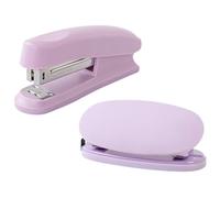 Mecmbj spillatrice ufficio, foratrice per carta, Cucitrice ufficio senza punti metallici, capacità di 20 fogli, cucitrice portatile e set di perforatori per uffici, aule, sale studio (viola)