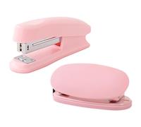 Mecmbj spillatrice ufficio, foratrice per carta, Cucitrice ufficio senza punti metallici, capacità di 20 fogli, cucitrice portatile e set di perforatori per uffici, aule, sale studio (rosa)