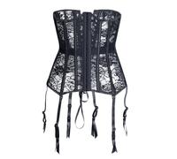 Mecnias Bustino Cincher in Vita con Disossatura Gotico Basco Steampunk da Donna, Corsetto con Reggicalze in Pizzo, Intimo Modellante Sottile Sexy Vuoto, Corsetto Traspirante Attillato in Vita, Come