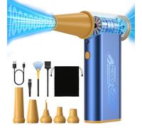 MECO ELEVERDE Soffiatore Aria Compressa, 4 Velocità 180000 Giri/Min, Mini Spolverino Elettrico Aspiratore Senza Fili a Batteria Potente, Air Duster per Pulizia Auto e Tastiera PC, Grigio (blu)