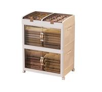 MECOLOR Armadietto portaoggetti impilabile in plastica con ante, pieghevole, con ruote, per camera da letto, soggiorno, bagno (TL55, TL55-3)