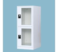 Mecolor Armadietto verticale trasparente con lucchetto, armadietto per palestra, armadietti per dipendenti, armadietto in metallo per ufficio, armadietto a 2 o 3 livelli (G2V, bianco completo)