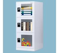 Mecolor Armadietto verticale trasparente con lucchetto, armadietto per palestra, armadietti per dipendenti, armadietto in metallo per ufficio, armadietto a 2 o 3 livelli (G3V, bianco completo)