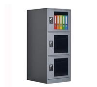 MECOLOR Armadietto verticale trasparente con lucchetto, armadietto per palestra, armadietti per dipendenti, armadietto in metallo per ufficio, armadietto a 2 o 3 livelli (G3V, grigio)