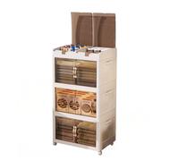 MECOLOR Armadio portaoggetti in plastica, impilabile e pieghevole, con ruote e porta magnetica, organizer per casa, ufficio e camera da letto (TL55-4)