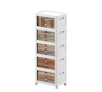 MECOLOR Contenitori impilabili con coperchi, 5 x 34 l, contenitori pieghevoli con ruote, organizer per armadio e portaoggetti con porta magnetica, per soggiorno, bagno, ufficio (5 x 34 L)