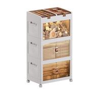 MECOLOR Contenitori in plastica con coperchi e ruote, armadietti impilabili e pieghevoli per camera da letto e soggiorno (TL60, TL60-4)